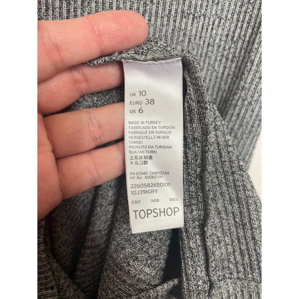 Topshop Size 6 Ribbed Mini Bodycon Dress Gray Short Sleeve Pullover Minimalist - Picture 9 of 10